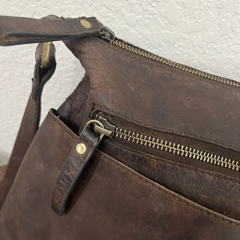 Handmade Crossbody Purse 100% Full‎ Grain Brown Leather Rustic - Picture 3 of 12